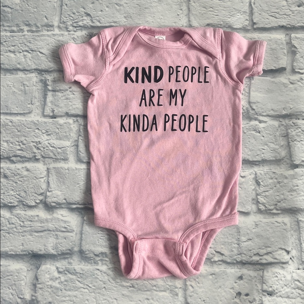 Pink Kids One Piece with Kind People Print